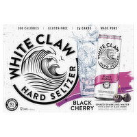 White Claw Hard Seltzer, Black Cherry, Spiked, 12 Pack, 12 Each