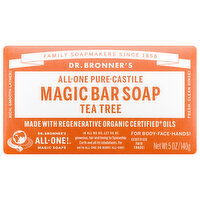 Dr. Bronner's Magic Bar Soap, Pure-Castile, All-One, Tea Tree, 5 Ounce