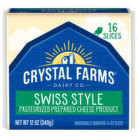 Crystal Farms Cheese Slices, Swiss Style, 16 Each