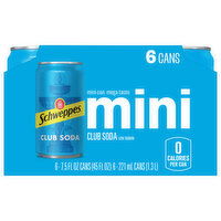 Schweppes Low Sodium Mini Club Soda, 6 Each