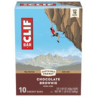 CLIF BAR - Chocolate Brownie Flavor - Made with Organic Oats - Energy Bars - Non-GMO - Plant Based Protein Bars (10 Pack), 24 Ounce