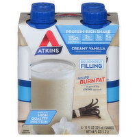 Atkins Protein-Rich Shake, Creamy Vanilla, 4 Each