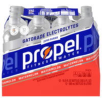 Propel Electrolyte Water Beverage, Zero Sugar, Watermelon, 12 Each