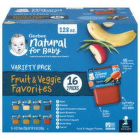 Gerber Natural for Baby Fruit & Veggie Purees, Variety Pack, 16 Each