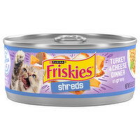 Friskies Cat Food, Turkey & Cheese Dinner in Gravy, Shreds, 5.5 Ounce