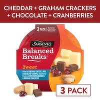 SARGENTO Sargento® Sweet Balanced Breaks® Natural Cheddar Cheese, Milk Chocolate Chunks, Raspberry Flavored Dried Cranberries and Graham Crackers, 3-Pack, 6.04 Ounce