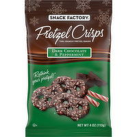 Snack Factory® Holiday Peppermint Dark Chocolate Covered Pretzel Crisps, 4 Ounce