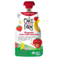 Once Upon a Farm Dairy-Free Organic Strawberry Banana Swirl Smoothie, 4 Ounce