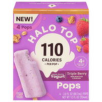 Halo Top Pops, Frozen Yogurt, Triple Berry with Real Fruit & Granola, 4 Each