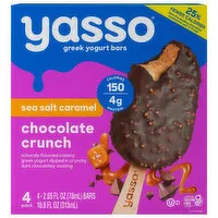 Yasso Yogurt Bars, Greek, Sea Salt Caramel, Chocolate Crunch, 4 Each