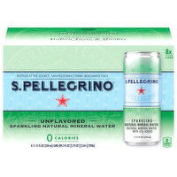 S.Pellegrino Mineral Water, Natural, Sparkling, Unflavored, 8 Each