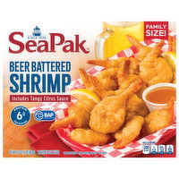 SeaPak Shrimp, Beer Battered, Family Size, 16 Ounce