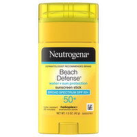 Neutrogena Beach Defense Sunscreen Stick, Water + Sun Protection, Broad Spectrum SPF 50+, 1.5 Ounce