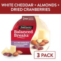 SARGENTO Balanced Breaks® Snacks Natural White Cheddar Cheese, Sea-Salted Roasted Almonds and Dried Cranberries, 3-Pack, 6.04 Ounce