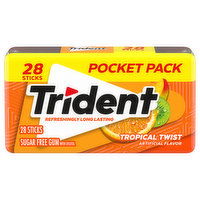 Trident Gum, Sugar Free, Tropical Twist, Pocket Pack, 28 Each