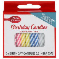 Betty Crocker Birthday Candles, Rainbow Stripe, 24 Each