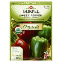 Burpee Seeds, Organic, Sweet Pepper, California Wonder, 750 Milligram