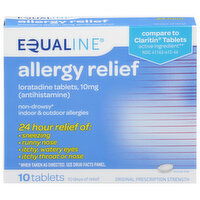 Equaline Allergy Relief, Original Prescription Strength, 10 mg, Tablets, 10 Each