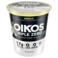 Oikos Triple Zero Nonfat Blended Greek Vanilla Yogurt, 32 Ounce
