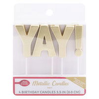 Betty Crocker Metallic Candles, Yay, 3.5 Inch, 4 Each