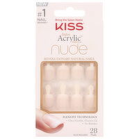 Kiss Nails, Salon Acrylic French, Nude, 28 Each