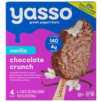 Yasso Yogurt Bars, Greek, Chocolate Crunch, Vanilla, 4 Pack, 4 Each