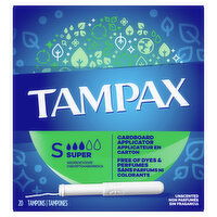 Tampax Cardboard tampons unscented super absorbency 20 count, 20 Each