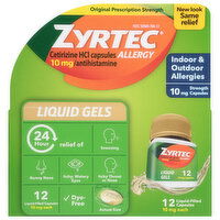 Zyrtec Allergy, Original Prescription Strength, 10 mg, Liquid Gels, 12 Each