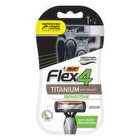 BiC Flex 4 Razors, Sensitive, Titanium, 1 Each