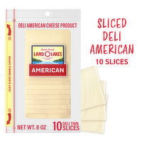 Land O Lakes White Deli American Cheese, Packaged Sliced Cheese, 8oz, 10 Slices, 8 Ounce