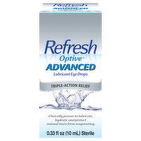 Refresh Optive Eye Drops, Lubricant, Advanced, Triple-Action Relief, 0.33 Fluid ounce