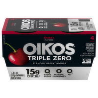 Oikos Yogurt, Nonfat, Greek, Blended, Cherry Flavored, 4 Pack, 4 Each