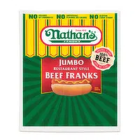 Nathan's Nathan's Famous Jumbo Restaurant Style Beef Franks, 12 Ounce