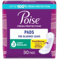 Poise Fresh Potection Pads, Light, Regular, 30 Each