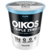 Oikos Triple Zero Yogurt, Nonfat, Plain, Blended, Greek, 32 Ounce