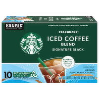 Starbucks Iced Coffee Blend, 100% Arabica, Ground, Medium Roast, Signature Black, K-Cup Pods, 10 Each