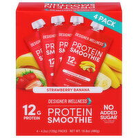 Designer Wellness Protein Smoothie, Strawberry Banana, 4 Pack, 4 Each