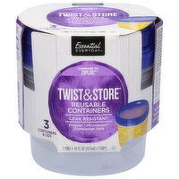 Essential Everyday Containers, Reusable, Twist & Store, 16 Fluid Ounce, 3 Each