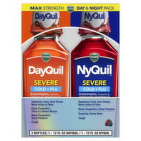 Vicks Severe Vicks DayQuil & NyQuil SEVERE Cold & Flu Liquid Medicine, 2x12 Oz, 24 Fluid ounce