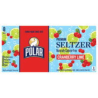 Polar Naturally Calorie-Free Premium Cranberry Lime Seltzer, 8 Each