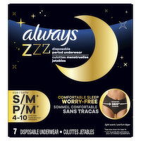 Always ZZZ ZZZ ZZZ Overnight Disposable Period Underwear Size S-M, 7 Each