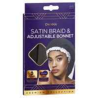 Donna Premium Collection Satin Braid and Adjustable Bonnet, Black, 1 Each