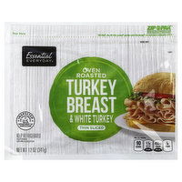 Essential Everyday Turkey Breast, & White Turkey, Oven Roasted, Thin Sliced, 12 Ounce