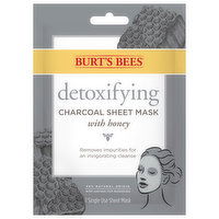 Burt's Bees Charcoal Sheet Mask with Honey, Detoxifying, 1 Each