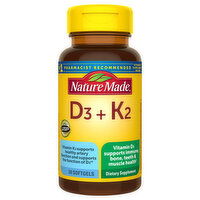 Nature Made D3 + K2, Softgels, 30 Each