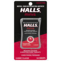 Halls Cough Drops, Sugar Free, Cherry Flavor, Minis, 24 Each