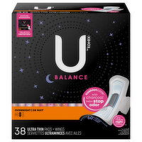 U by Kotex Balance Pads + Wings, Ultra Thin, Overnight, 38 Each