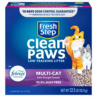 Fresh Step Clean Paws Clumping Cat Litter, Low Tracking, Multi-Cat, 22.5 Pound