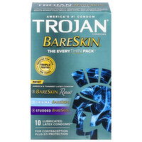 Trojan BareSkin Latex Condoms, Latex, Lubricated, Raw/Original/Studded, 10 Each