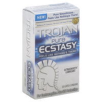 Trojan Pure Ecstasy Condoms, Premium Latex, Ultrasmooth Lubricant, 10 Each